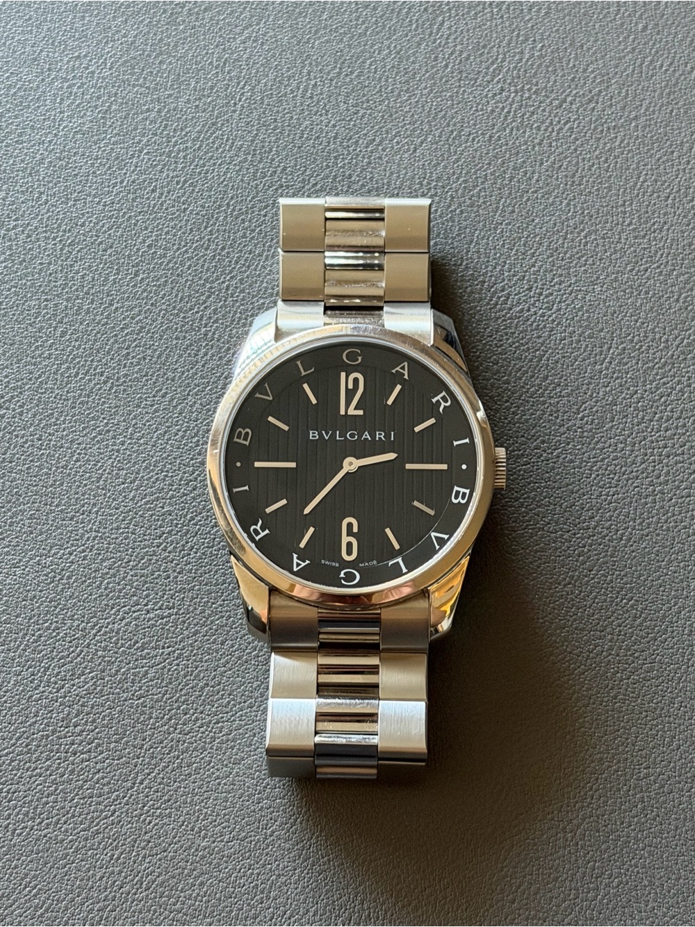 BVLGARI Solotempo Men's Stainless Steel Black Dial Watch
